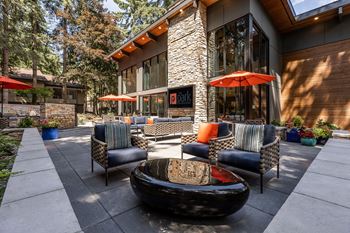 Terrace with grilling stations, fireplace and water feature